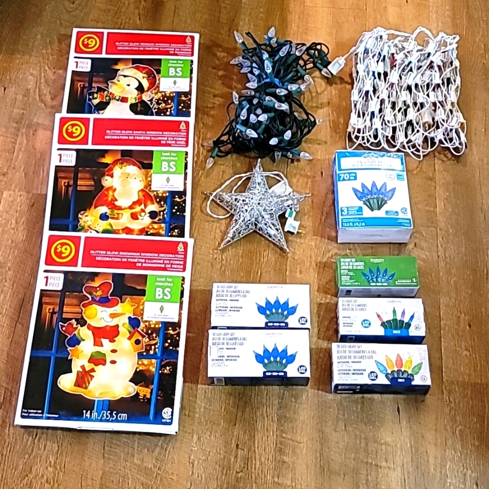 This lot is new and like new Christmas lights and decorations mint condition LED